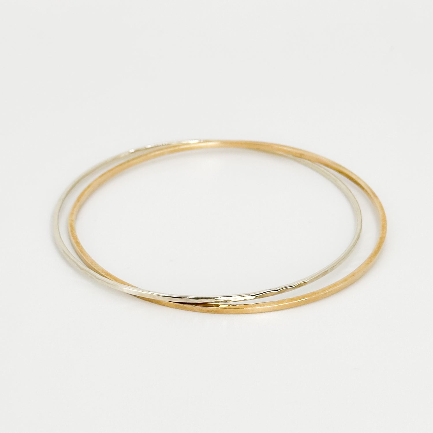 Double Bangle Bracelet in White an dYellow Gold