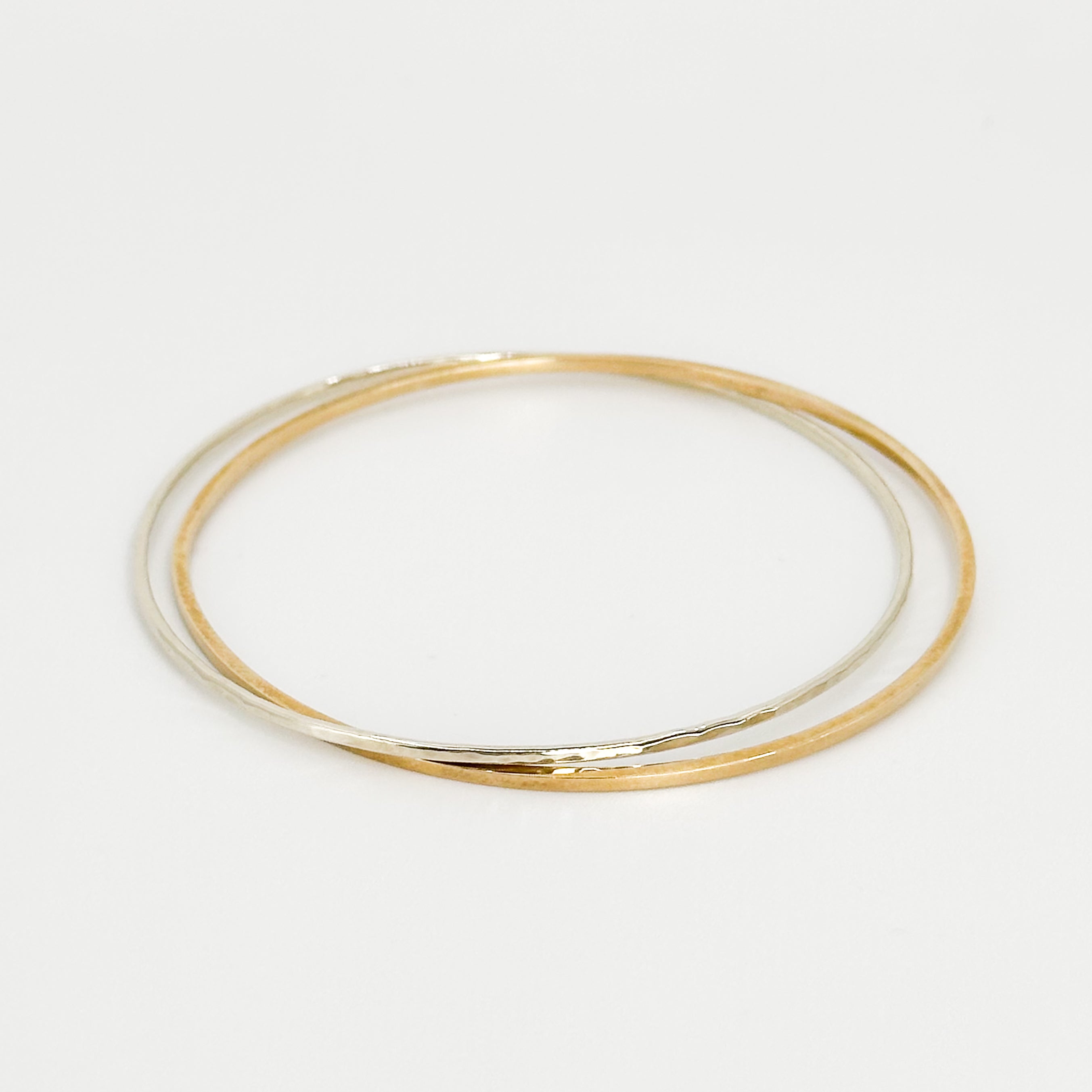 Double Bangle Bracelet in White an dYellow Gold