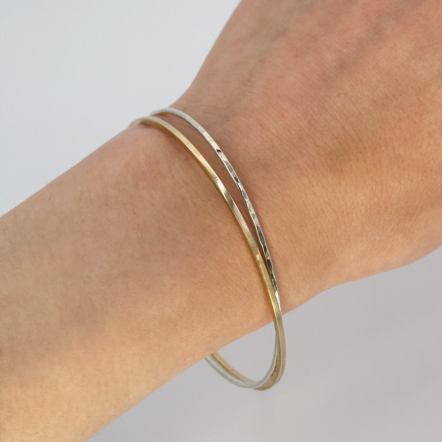 Double Bangle Bracelet in White an dYellow Gold