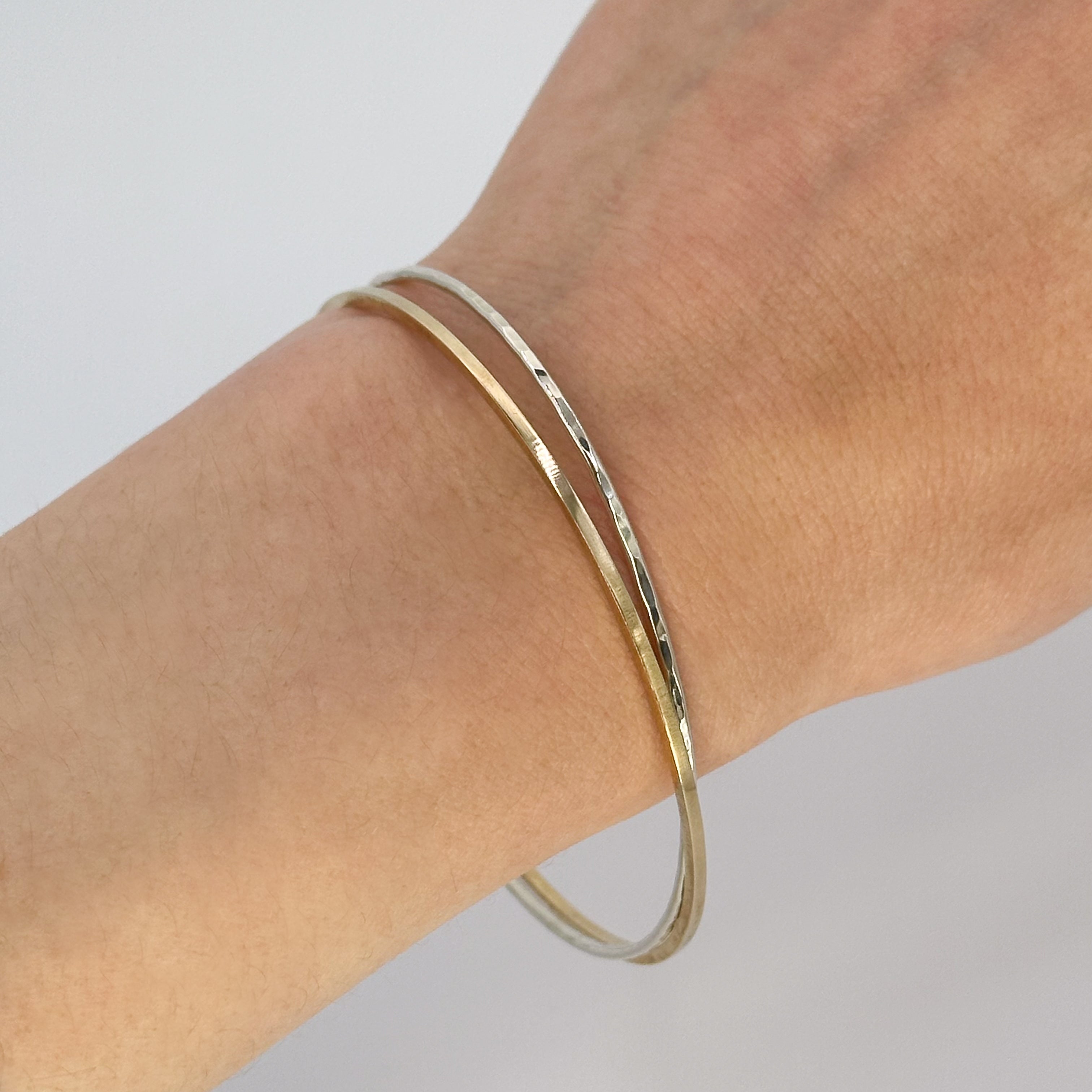 Double Bangle Bracelet in White an dYellow Gold