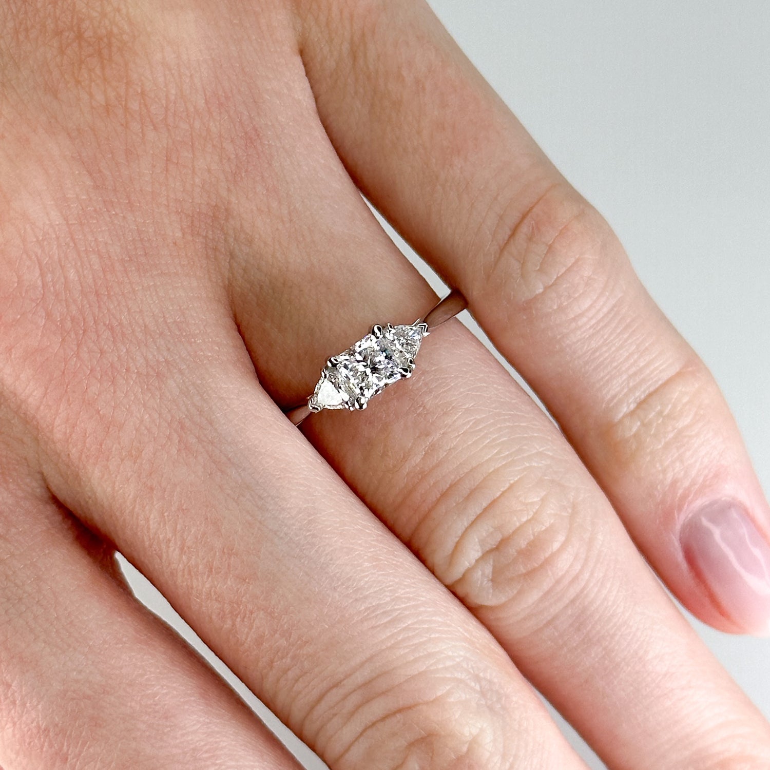 Diamond Trilogy Ring with 0.50ct Princess Centre Stone