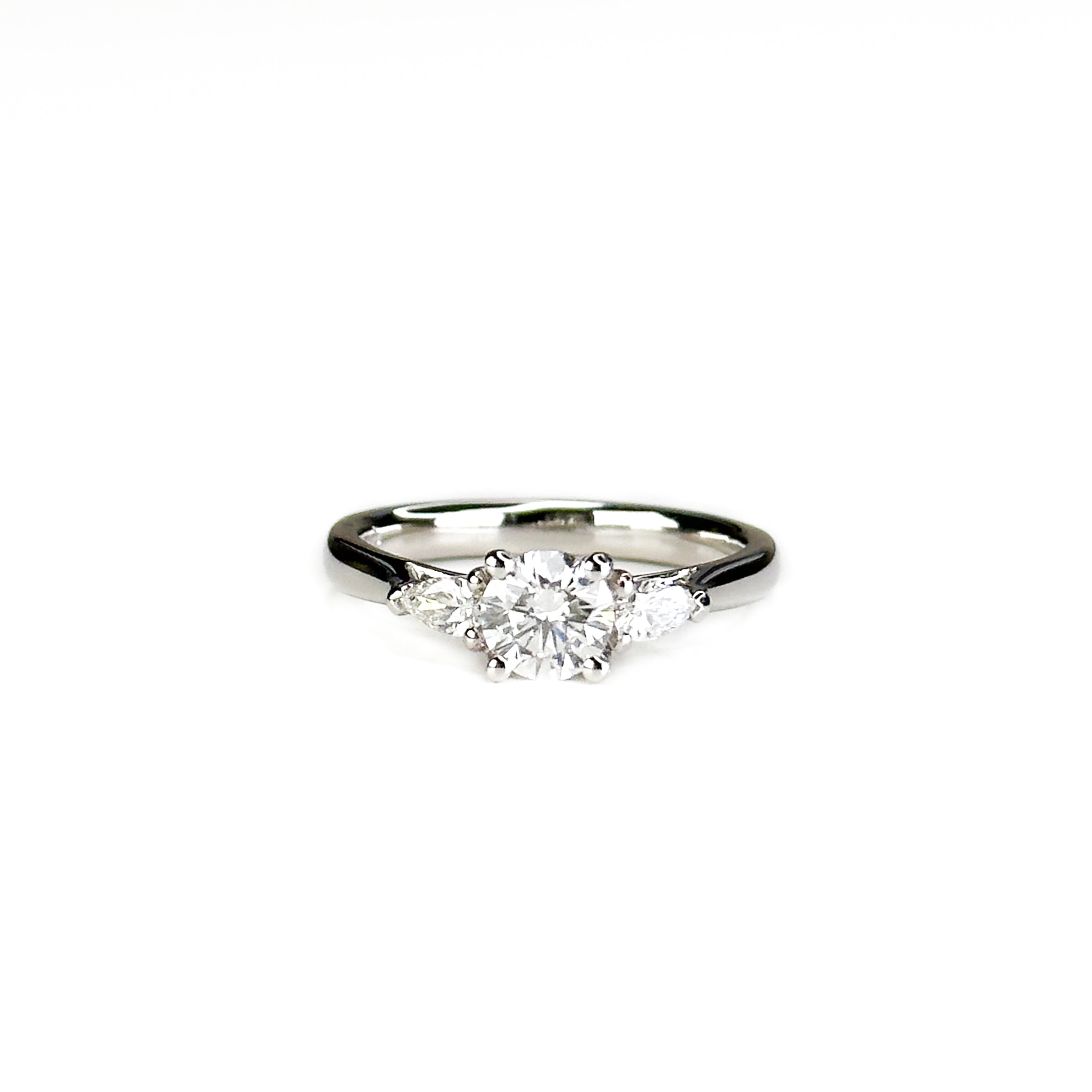 Diamond Trilogy Ring with 0.58ct Round Centre Stone