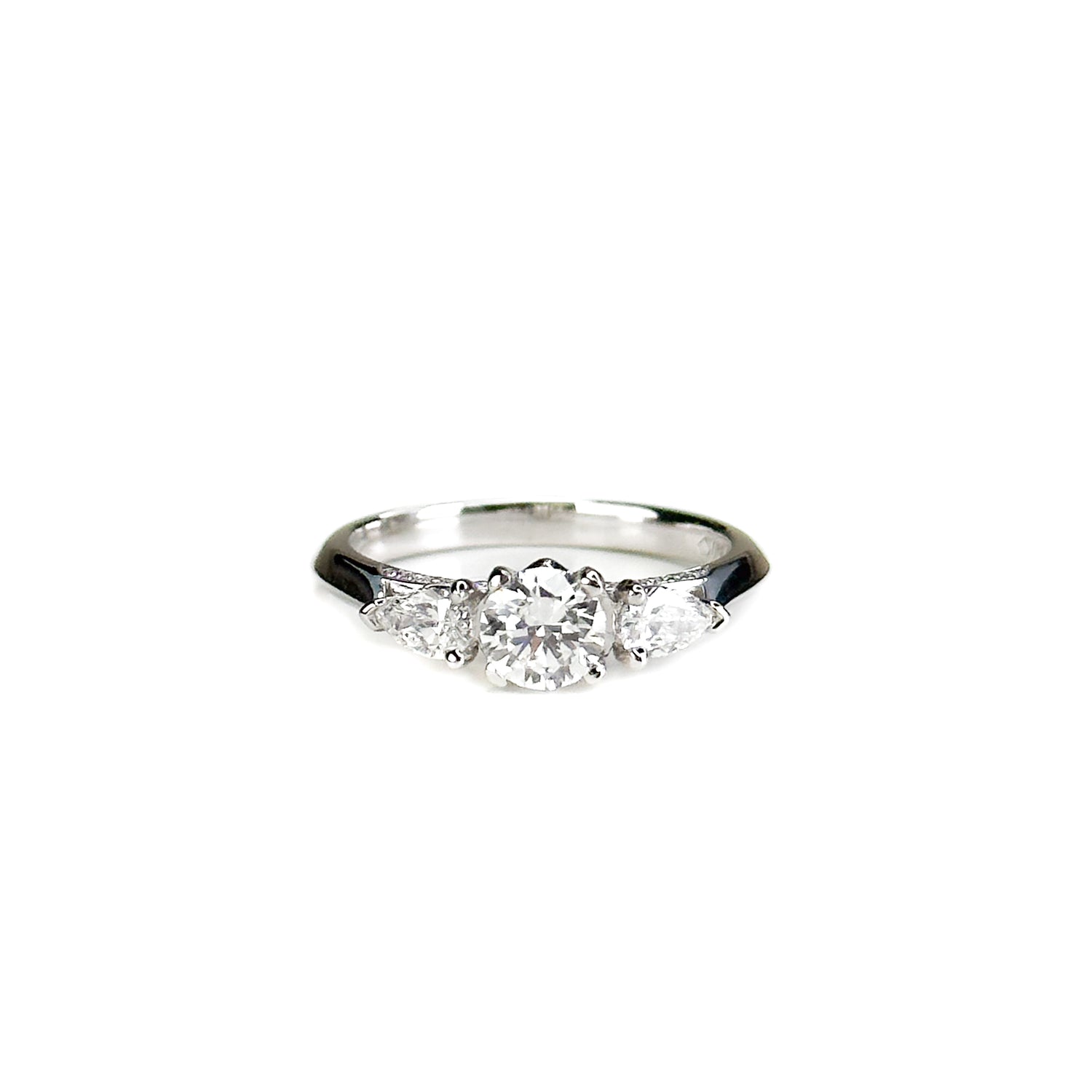 Diamond Trilogy Ring with 0.50ct Round Cut Centre Stone