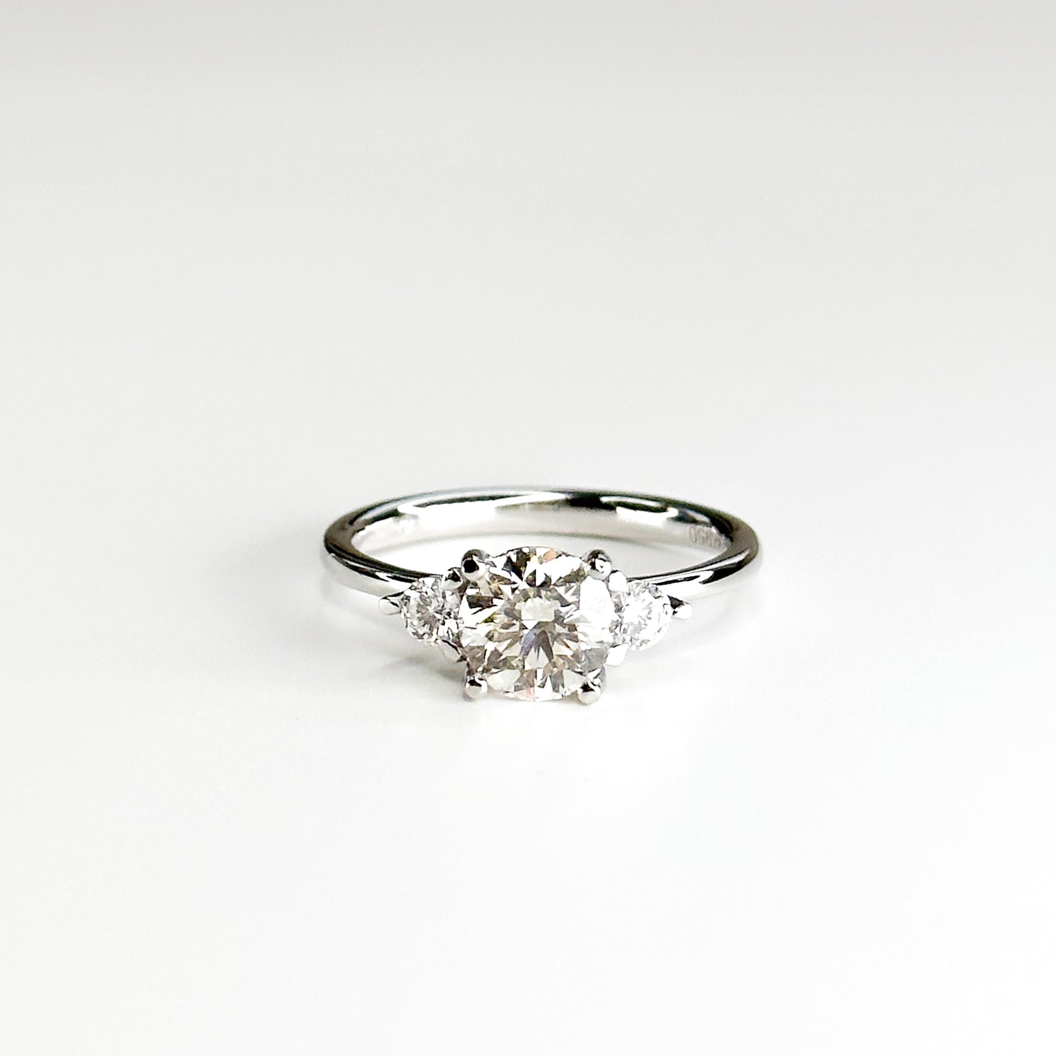 Diamond Trilogy Ring with 1.19ct Round Centre Stone