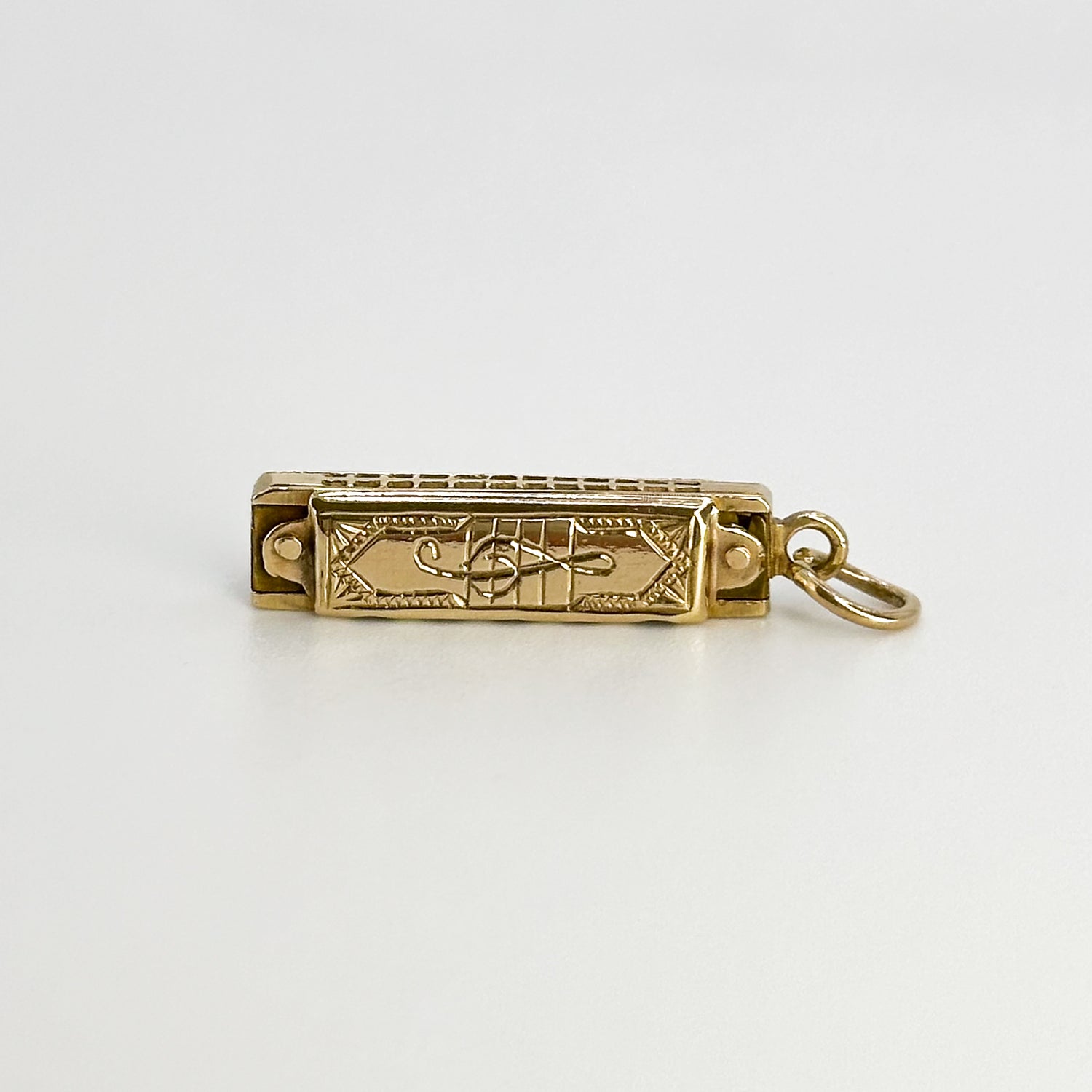 Yellow Gold Vintage Harmonica Charm