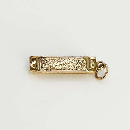 Yellow Gold Vintage Harmonica Charm