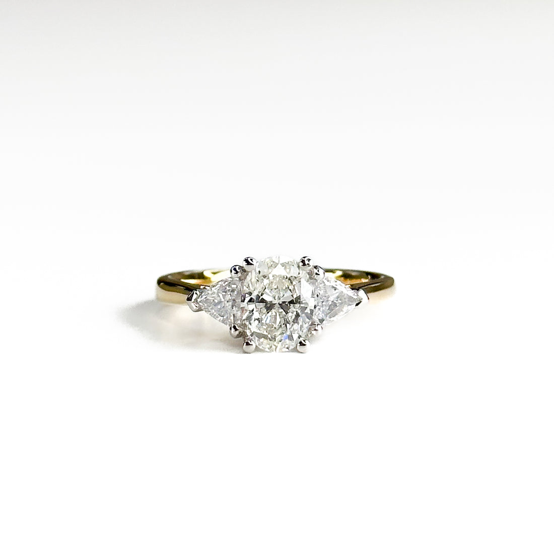 Diamond Trilogy Ring with 1.01ct Oval Centre Stone