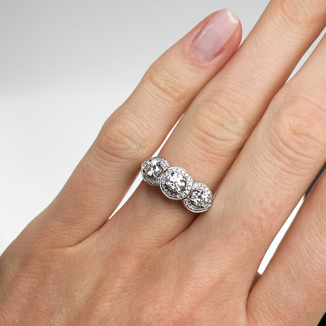 Diamond Trilogy Ring with 0.68ct Centre Stone