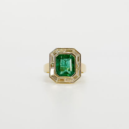 Octagon Cut Zambian Emerald Ring
