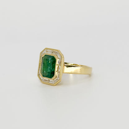 Octagon Cut Zambian Emerald Ring