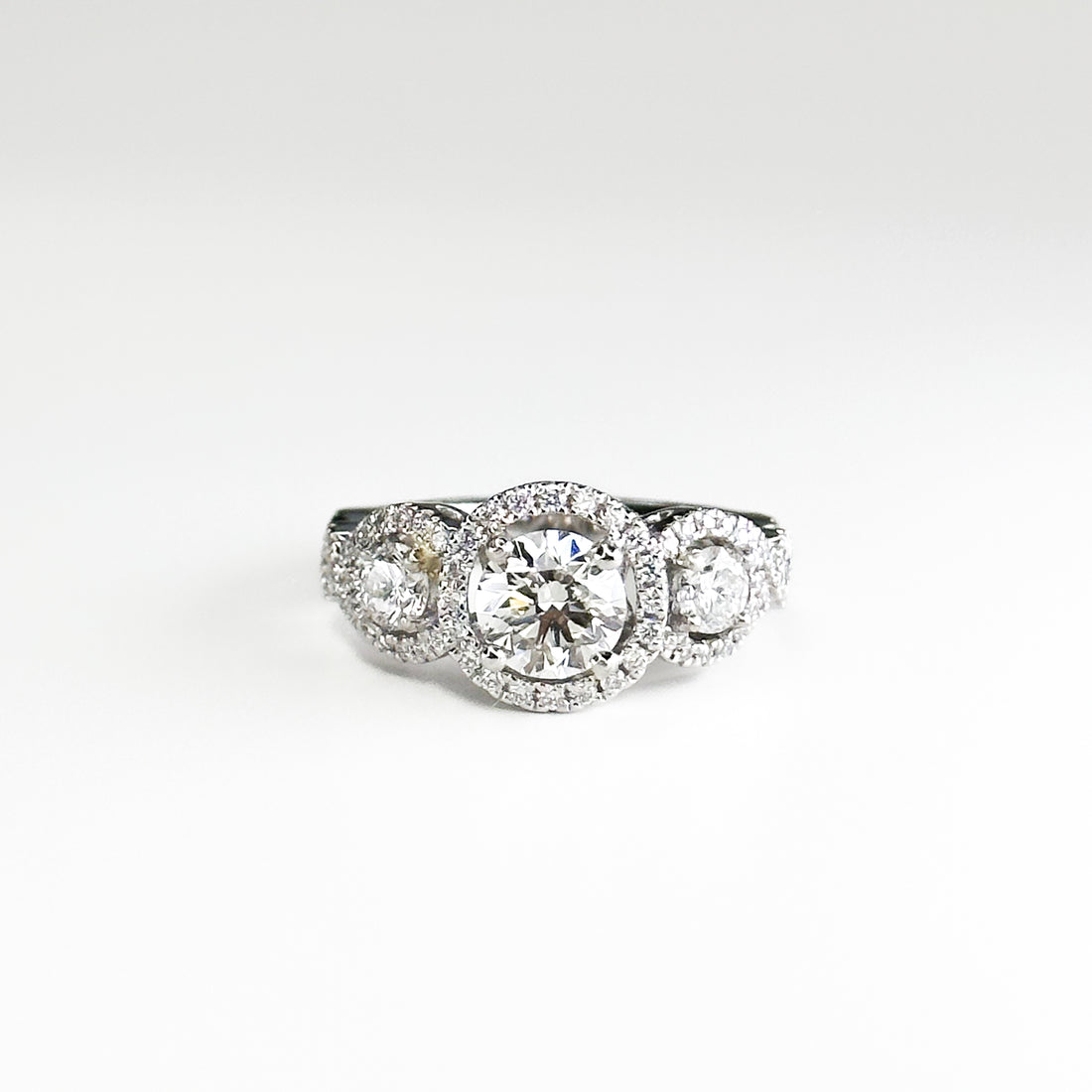 Diamond Trilogy Ring with 1.00ct Round Centre Stone