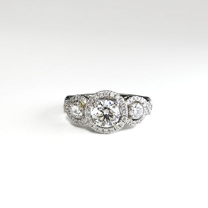 Diamond Trilogy Ring with 1.00ct Round Centre Stone