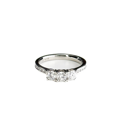 Diamond Trilogy Ring with 0.75ct Round Centre Stones