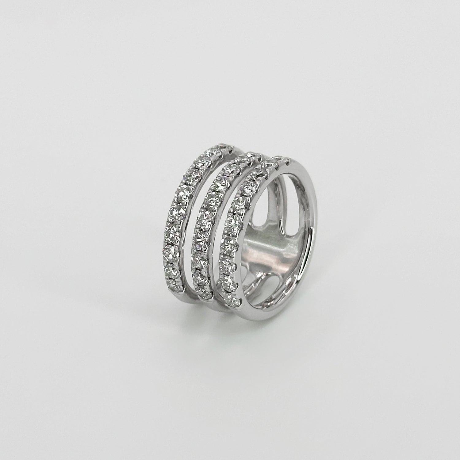 Triple Row Diamond Ring in Platinum