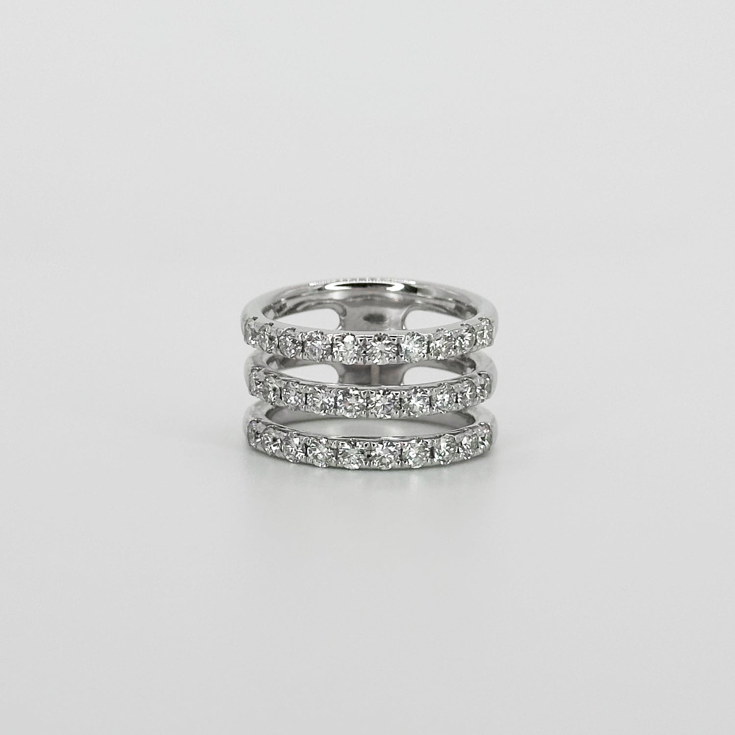 Triple Row Diamond Ring in Platinum