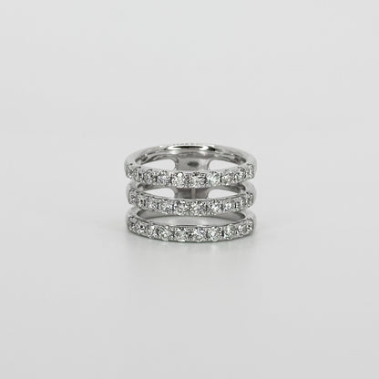 Triple Row Diamond Ring in Platinum