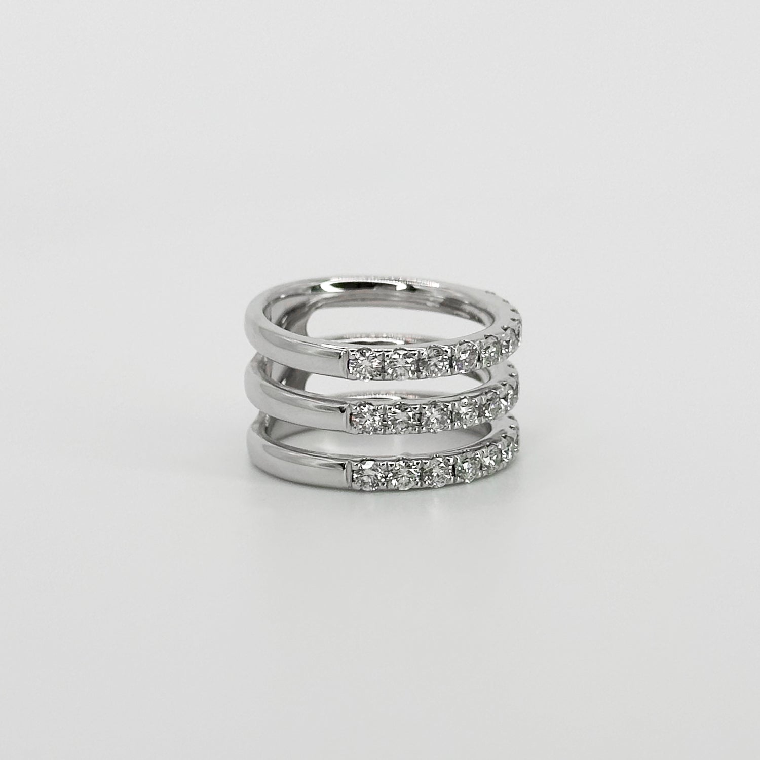 Triple Row Diamond Ring in Platinum