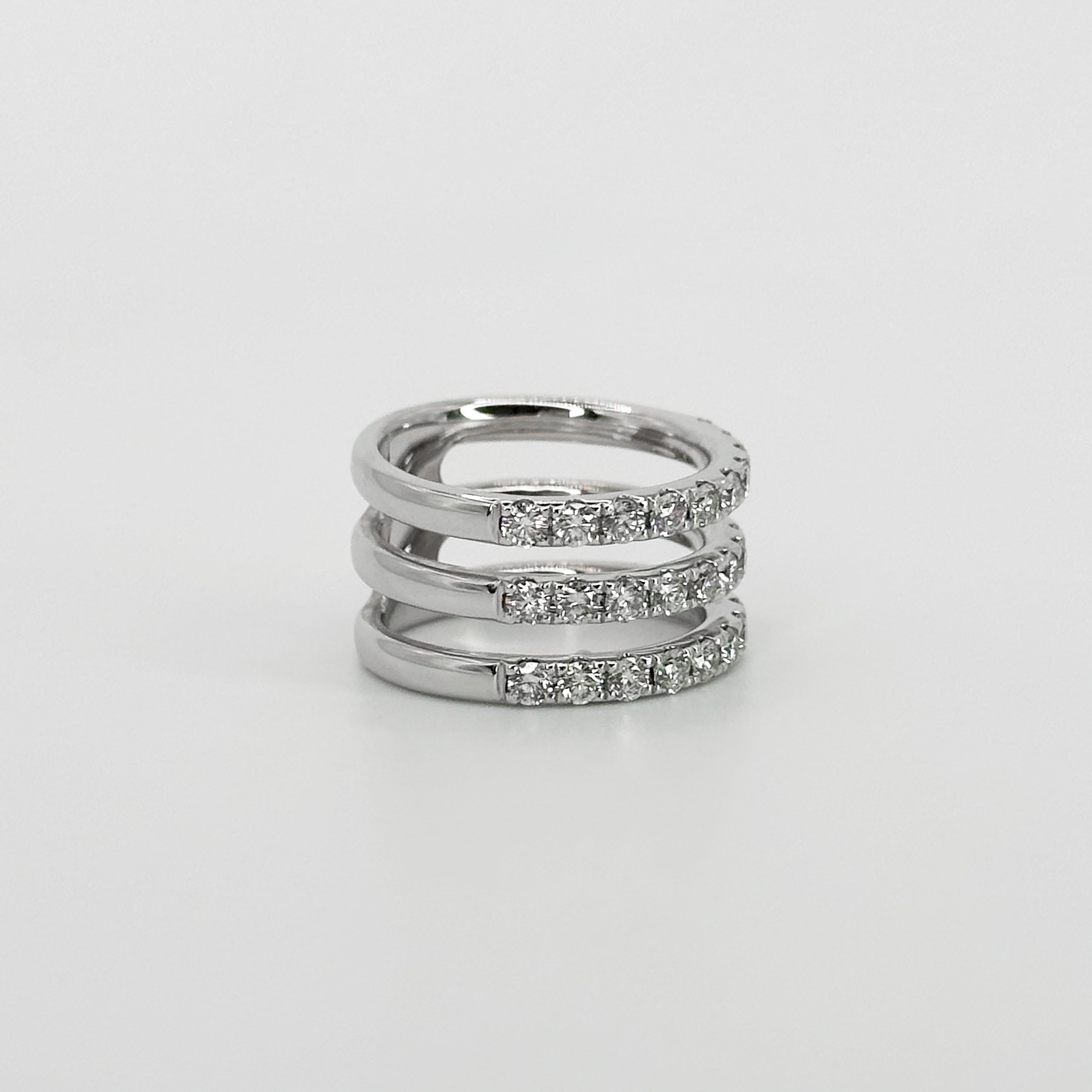 Triple Row Diamond Ring in Platinum