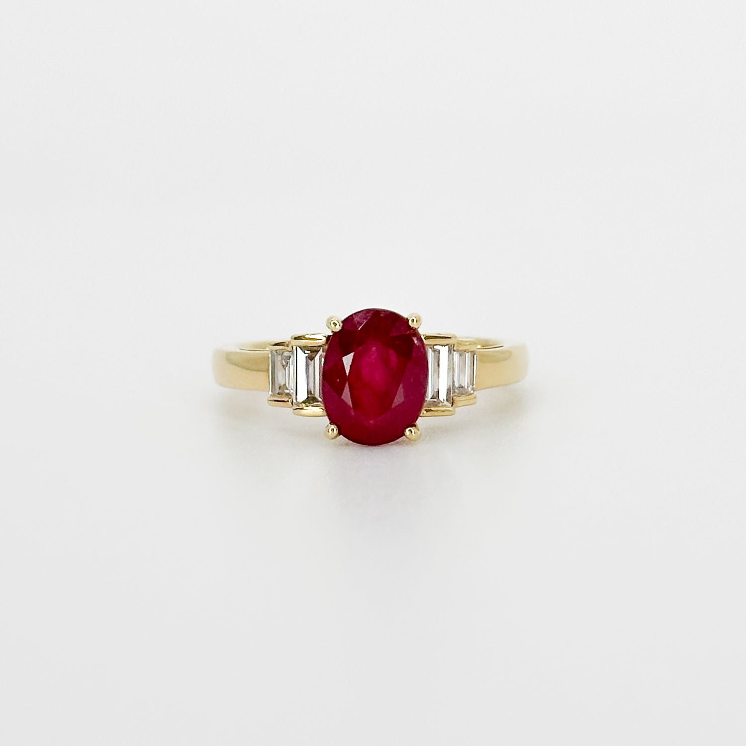 Oval Ruby Ring in Yellow Gold