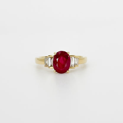 Oval Ruby Ring in Yellow Gold