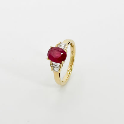 Oval Ruby Ring in Yellow Gold