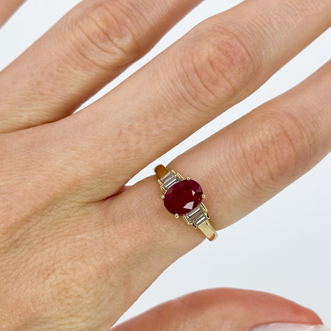 Oval Ruby Ring in Yellow Gold