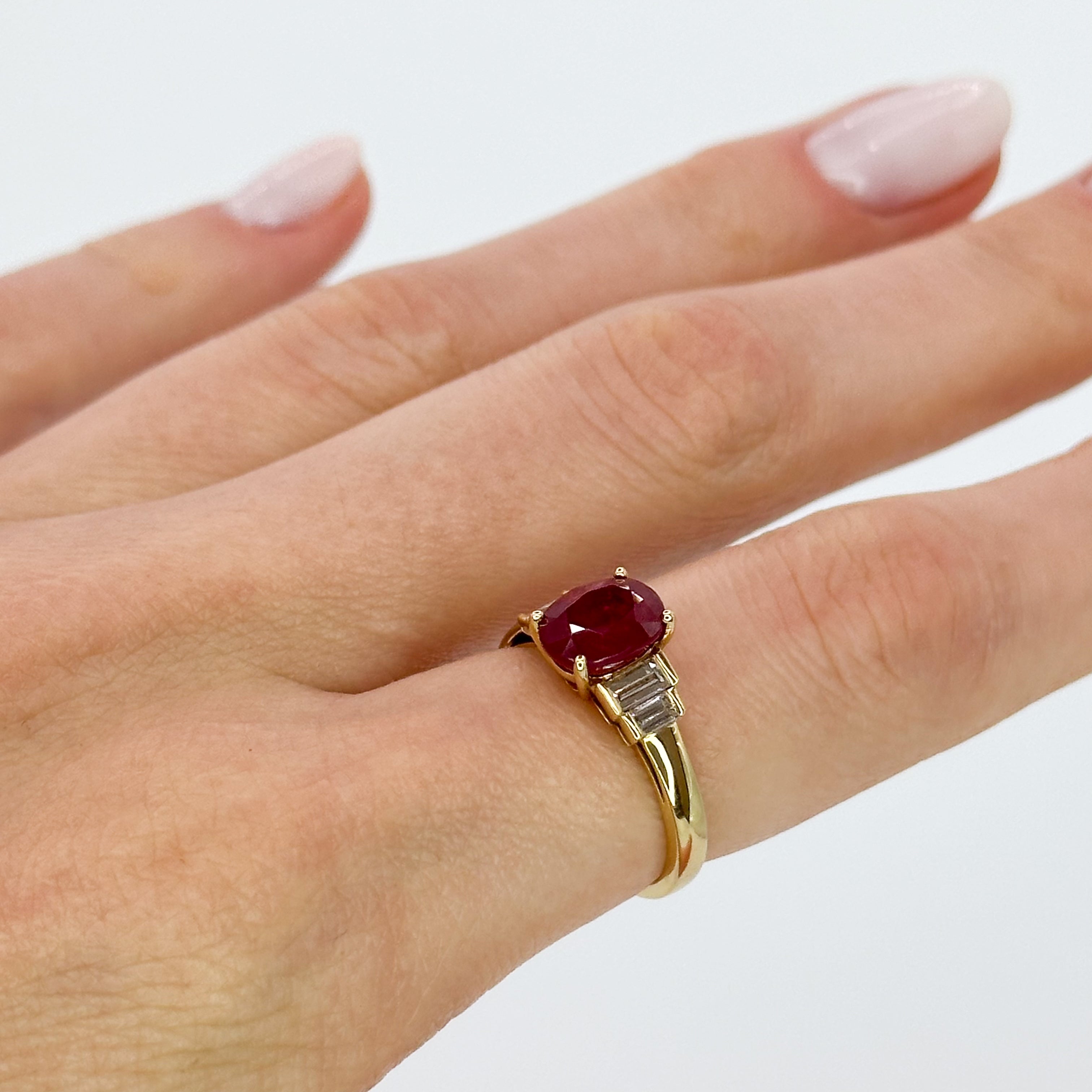 Oval Ruby Ring in Yellow Gold