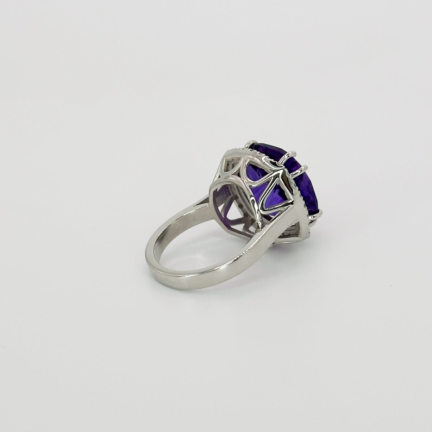 Amethyst Ring with Diamond Halo