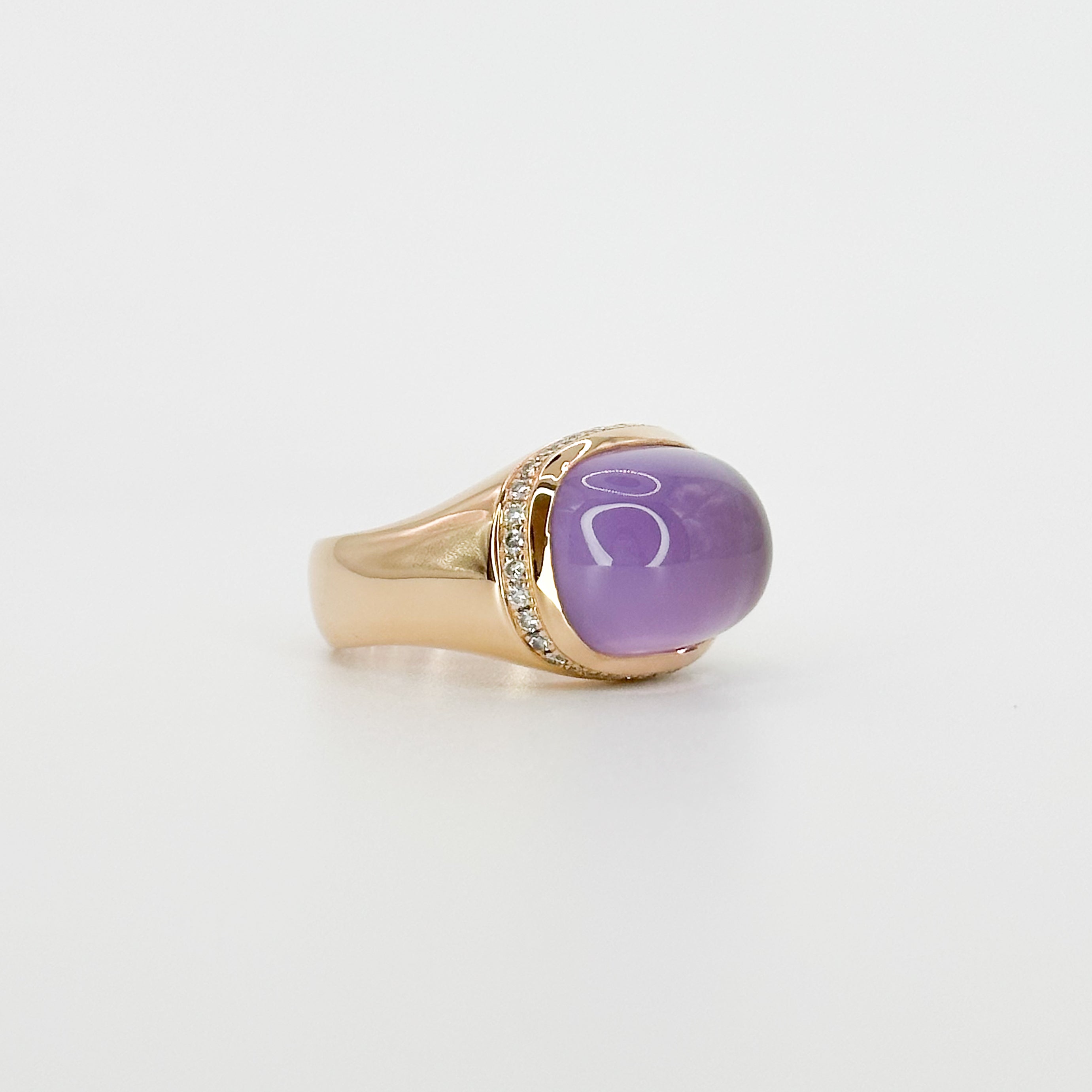 Amethyst Ring with Hidden Diamond Halo