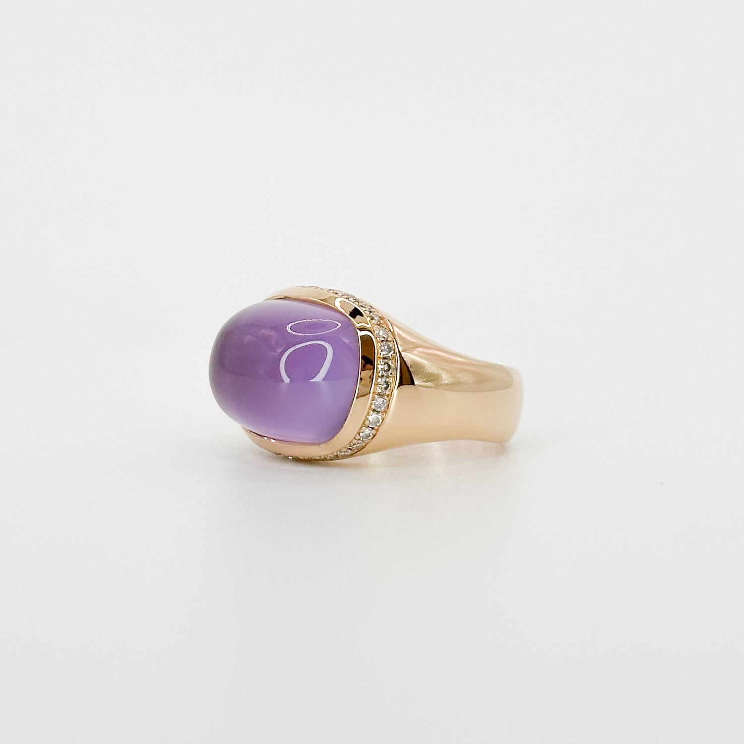 Amethyst Ring with Hidden Diamond Halo