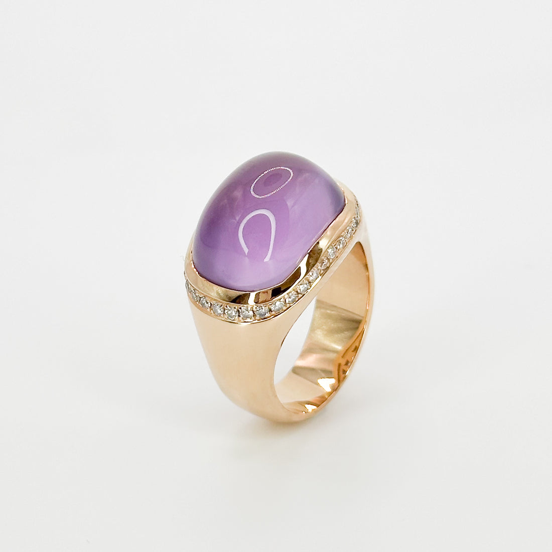 Amethyst Ring with Hidden Diamond Halo