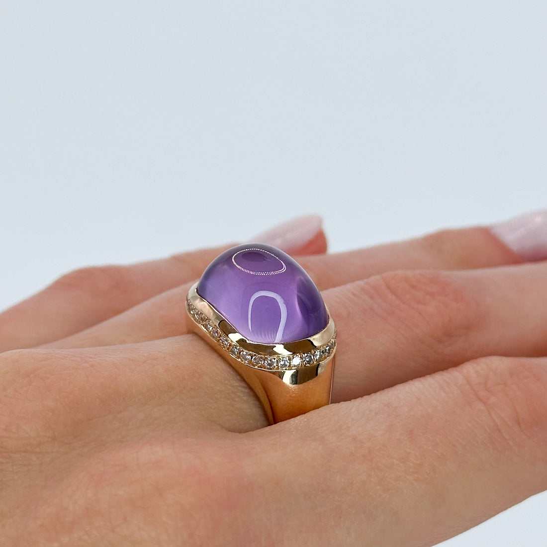 Amethyst Ring with Hidden Diamond Halo