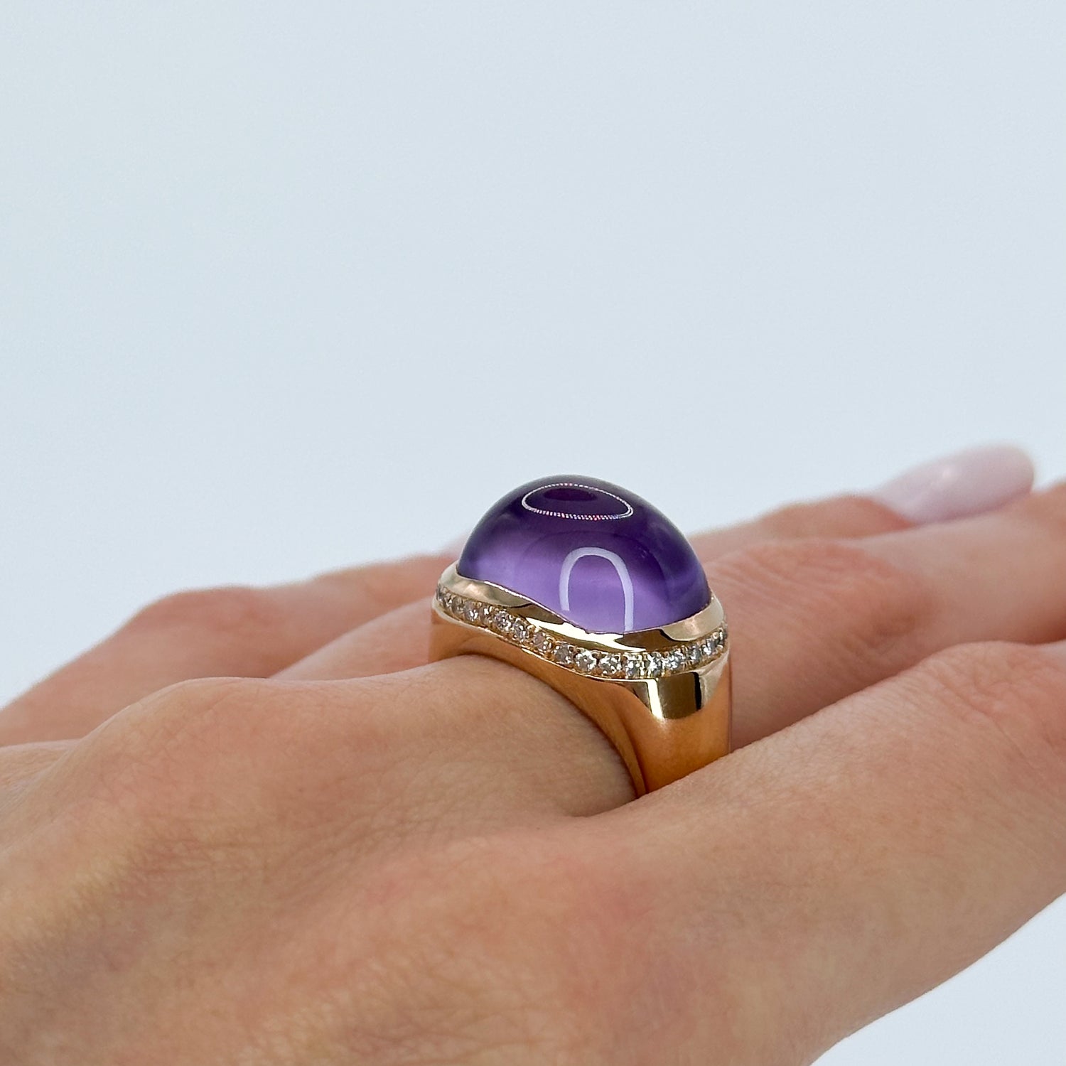 Amethyst Ring with Hidden Diamond Halo