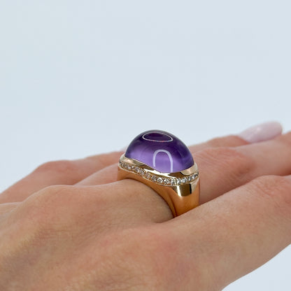 Amethyst Ring with Hidden Diamond Halo