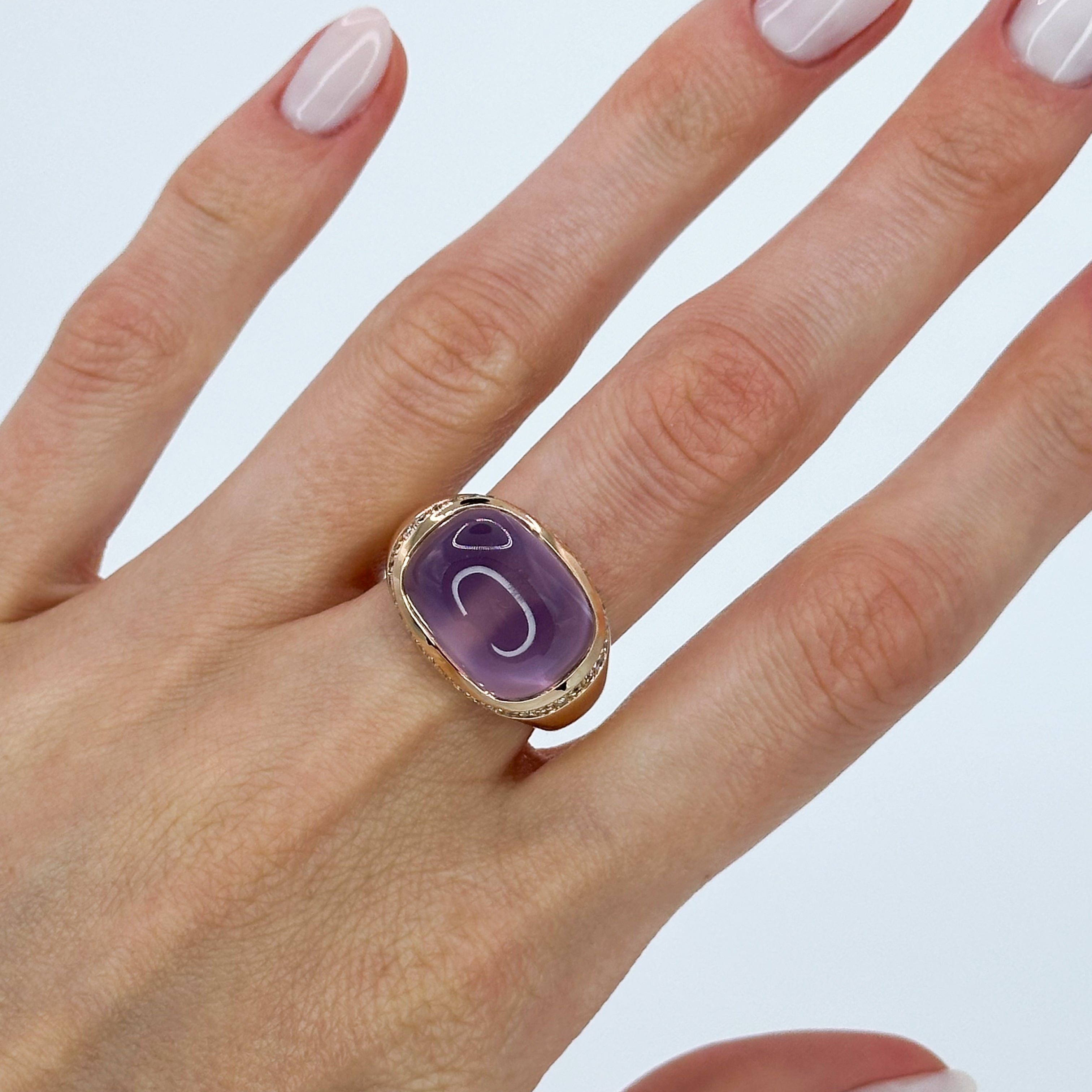 Amethyst Ring with Hidden Diamond Halo