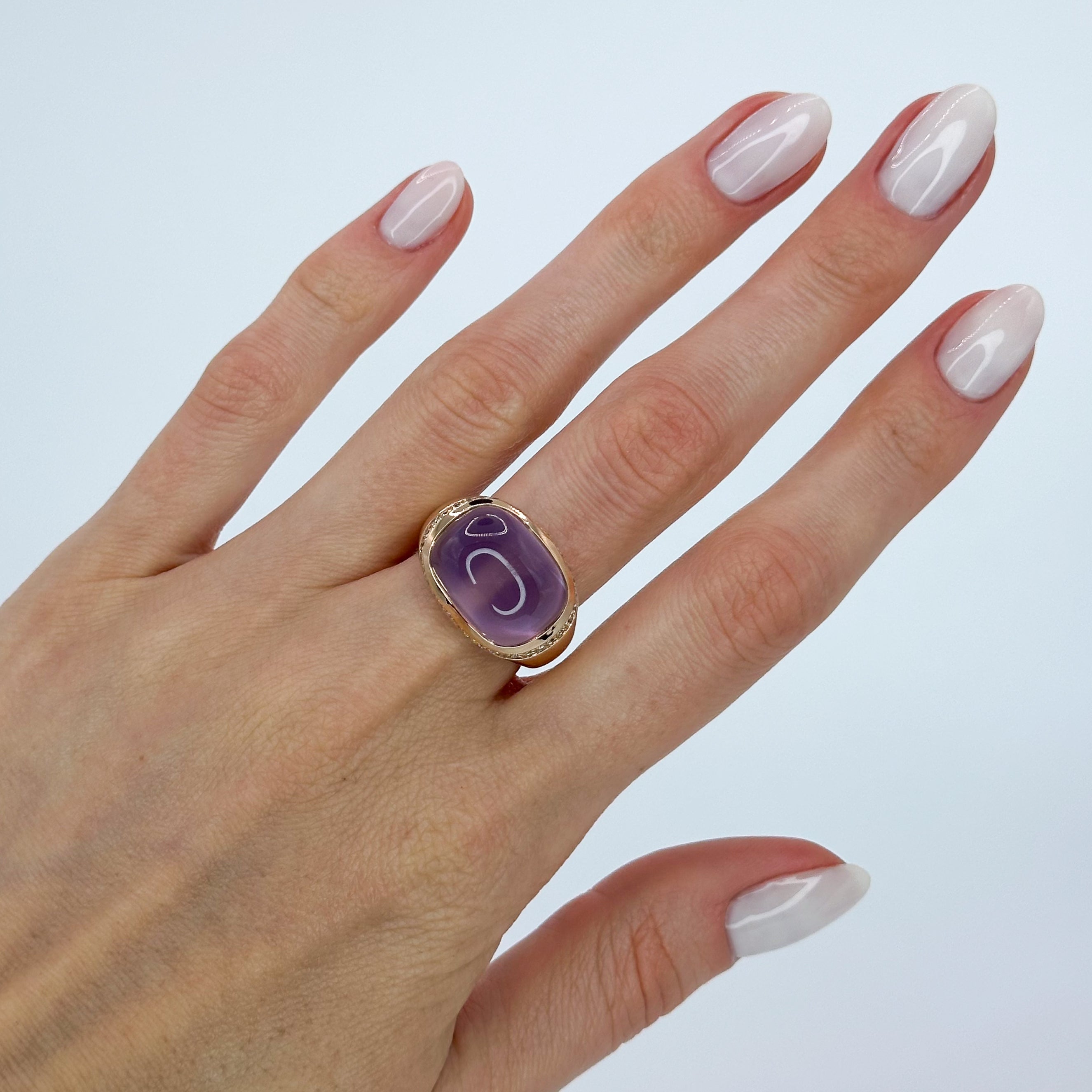 Amethyst Ring with Hidden Diamond Halo