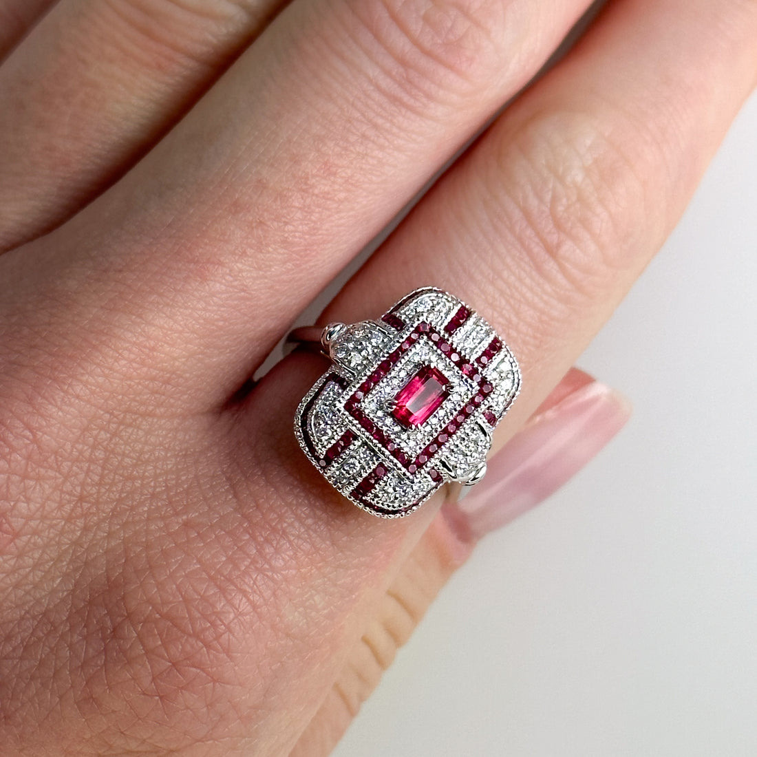 Ruby & Diamond Cluster Ring