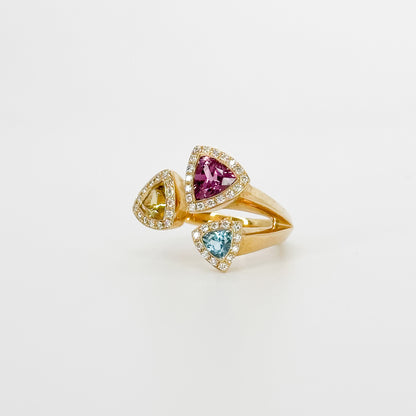 Beryl, Tourmaline and Topaz Trilogy Ring