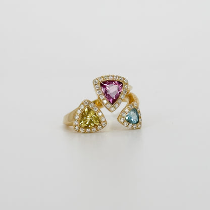 Beryl, Tourmaline and Topaz Trilogy Ring