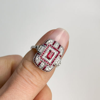 Ruby &amp; Diamond Cluster Ring