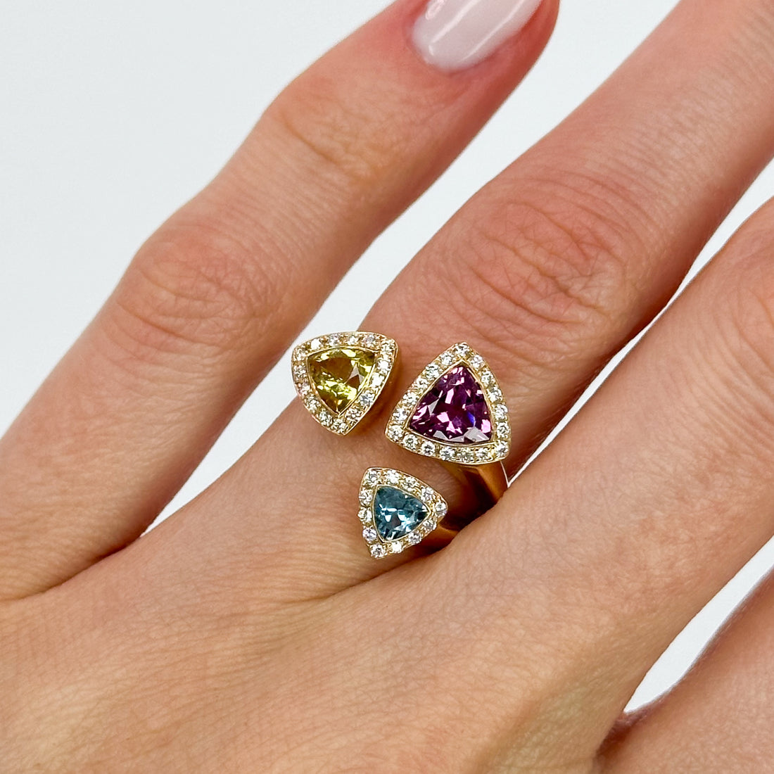 Beryl, Tourmaline and Topaz Trilogy Ring