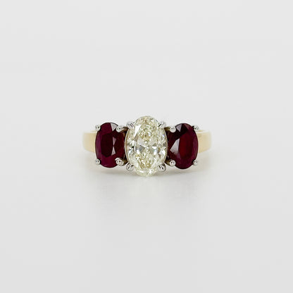 Diamond and Ruby Trilogy Ring