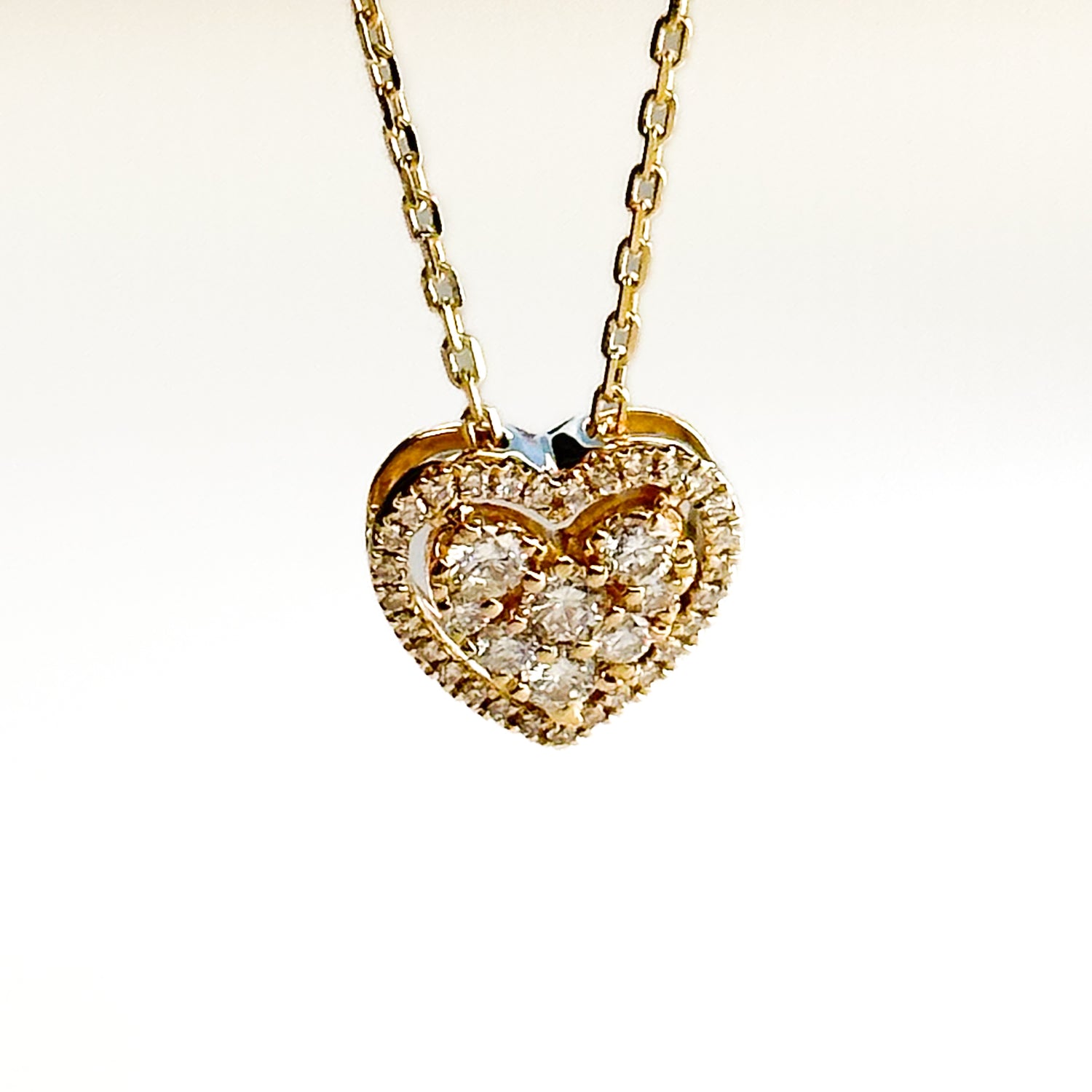 Gold Heart Pendant with Diamonds