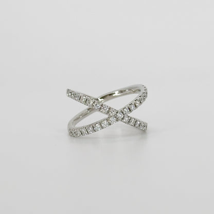 Crossover Diamond Ring in Platinum