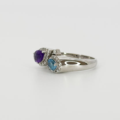 Amethyst and Topaz Ring in White Gold