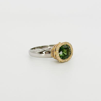 Green Tourmaline Ring in 18ct Gold