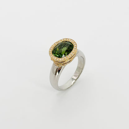 Green Tourmaline Ring in 18ct Gold