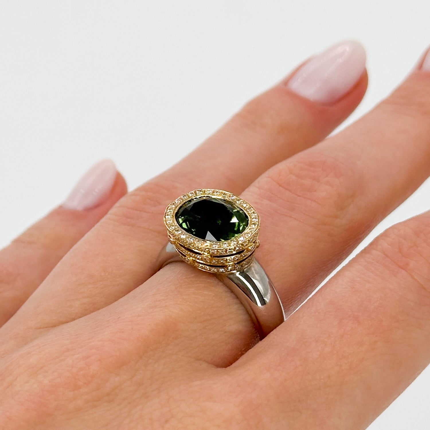 Green Tourmaline Ring in 18ct Gold