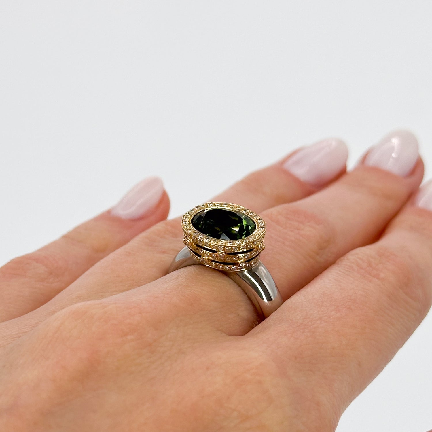 Green Tourmaline Ring in 18ct Gold