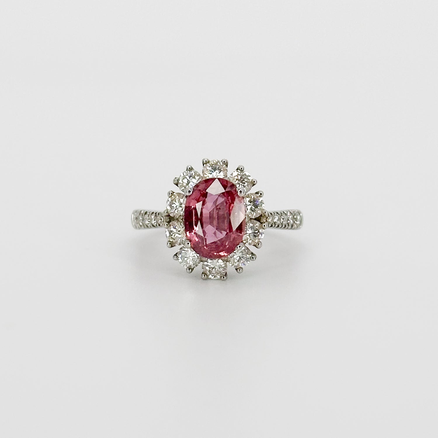 Oval Cut Pink Sapphire Ring in White Gold